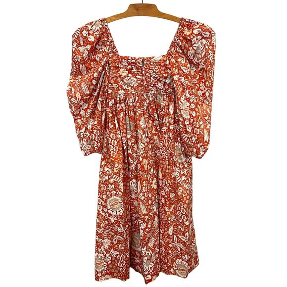 ULLA JOHNSON Alessa Floral Balloon Sleeve Cotton Midi Dress Size 0 - Picture 7 of 15